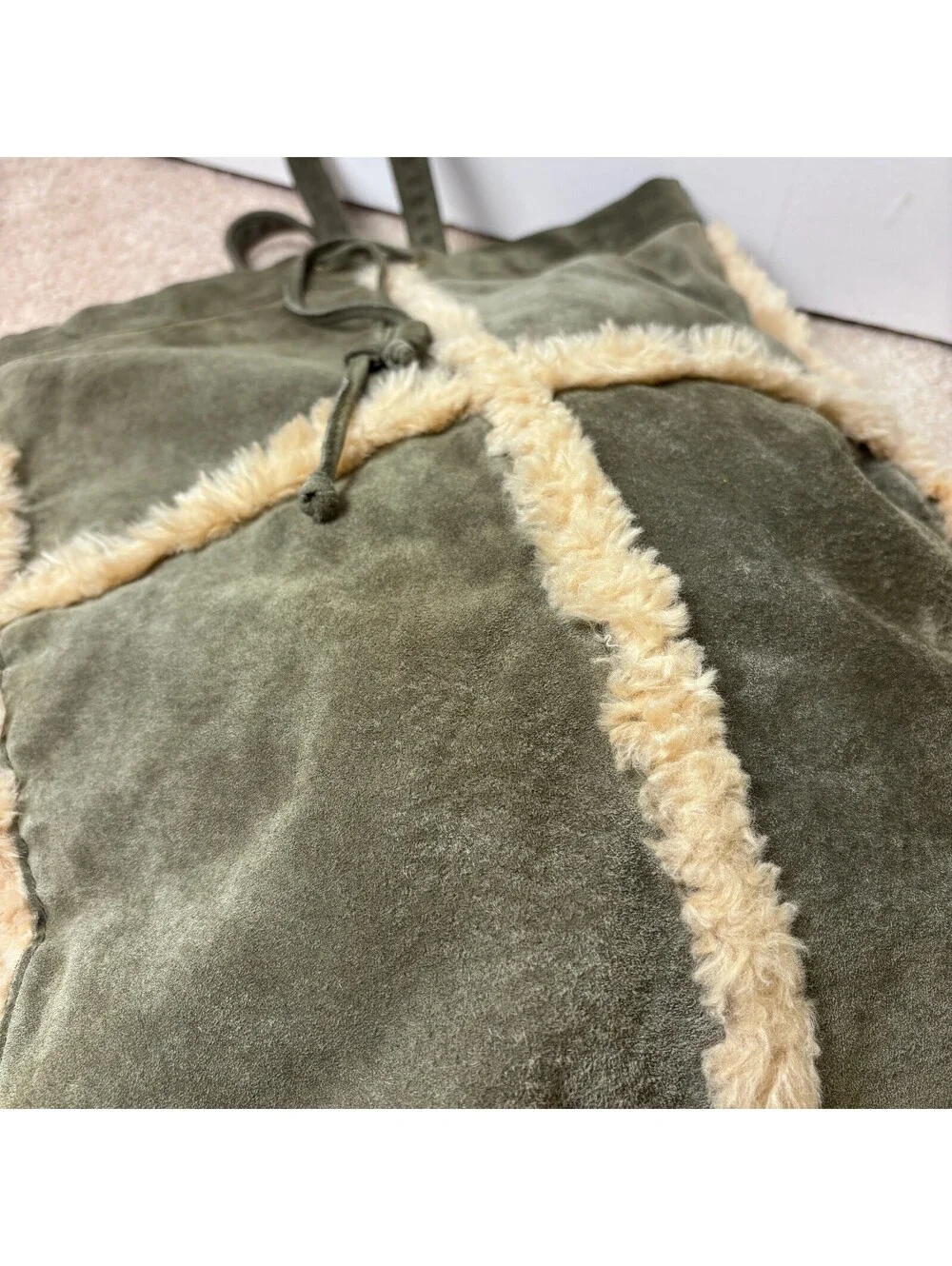 Green Suede Wilsons Leather Flat Backpack